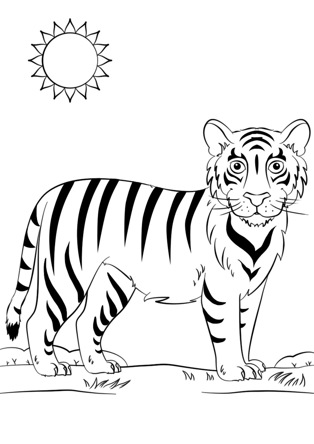 Раскраска Тигр гуляет по саванне