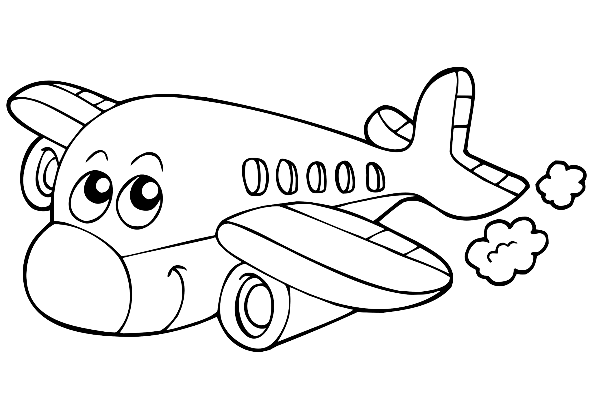 Раскраска Улыбающийся самолёт