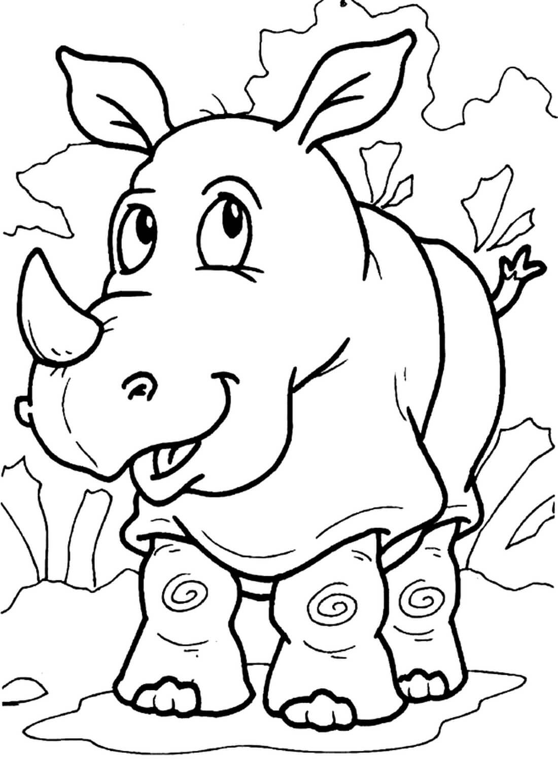 Раскраска Улыбчивый носорог