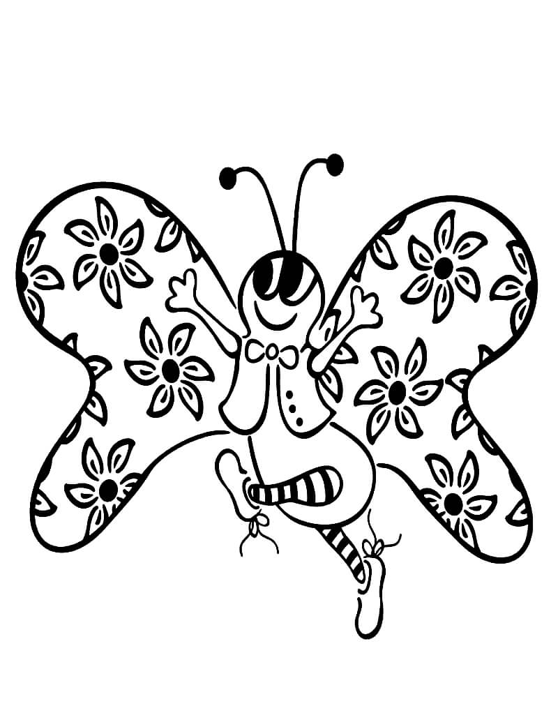 Раскраска Весёлая бабочка