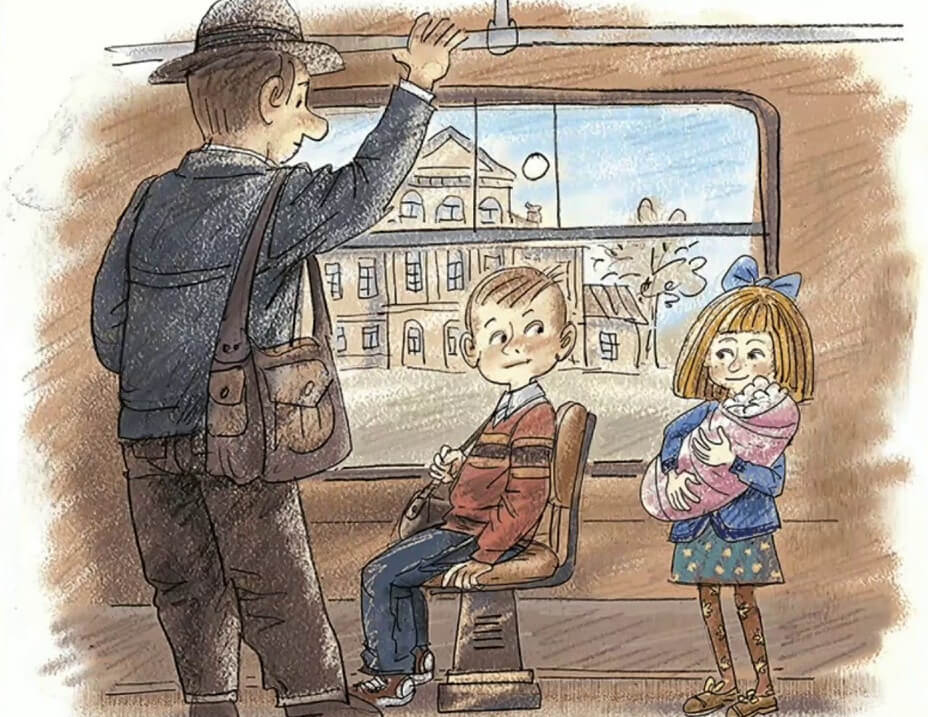 Никто не хочет уступать. Девочка с куклой Осеева иллюстрации. Мальчик уступает место. Уступить место в транспорте.
